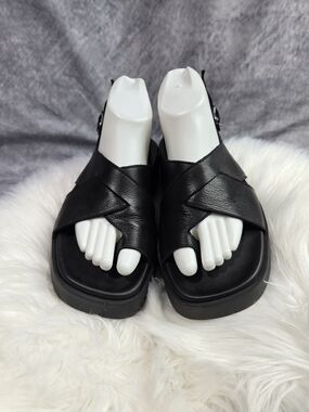 Free People Italy Platform Sandals Black Leather Size 8.5